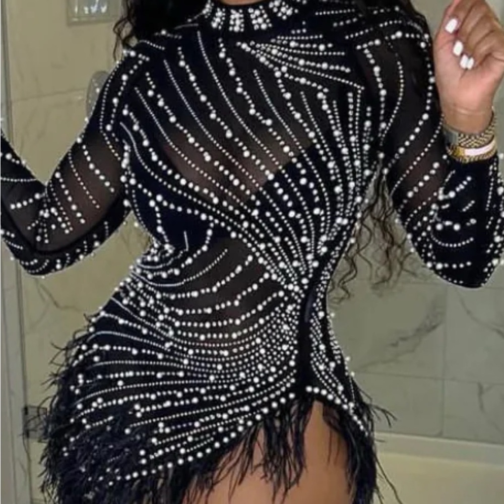 Elegant Black Beaded Dress